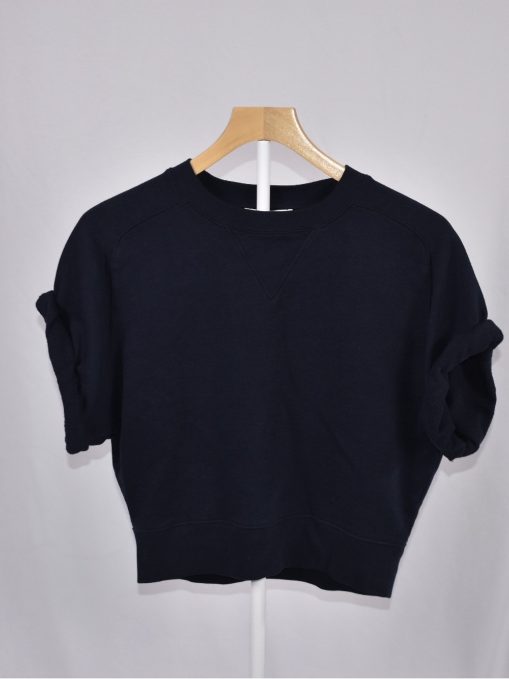 FRAME Navy Short Sleeve Sweatshirt XS 100% Cotton Made in Portugal